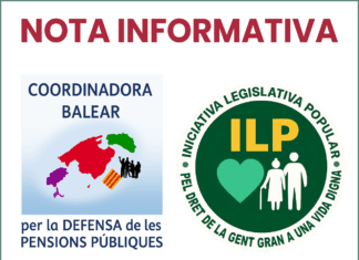 LA MESA DEL PARLAMENT DE LES ILLES BALEARS ADMET A TRÀMIT LA INICIATIVA LEGISLATIVA POPULAR DE CREACIÓ DEL SISTEMA BALEAR DE COMPLEMENT PER A LES PENSIONS PÚBLIQUES DE QUANTIA INFERIOR AL SALARI MÍNIM INTERPROFESSIONAL.